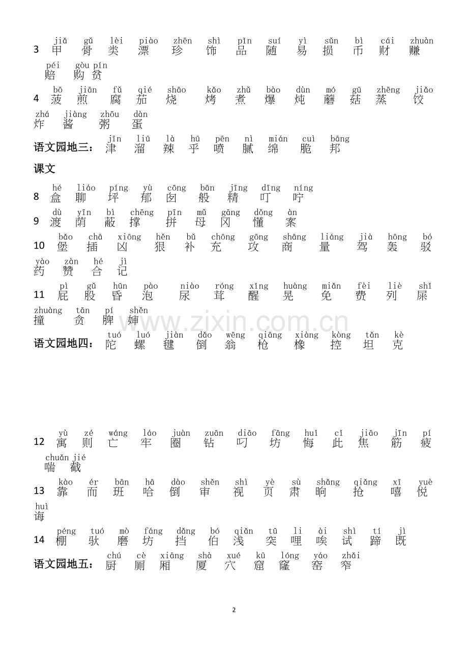 新人教部编版二年级下册生字（书后识字表、写字表、词语表）.docx_第2页