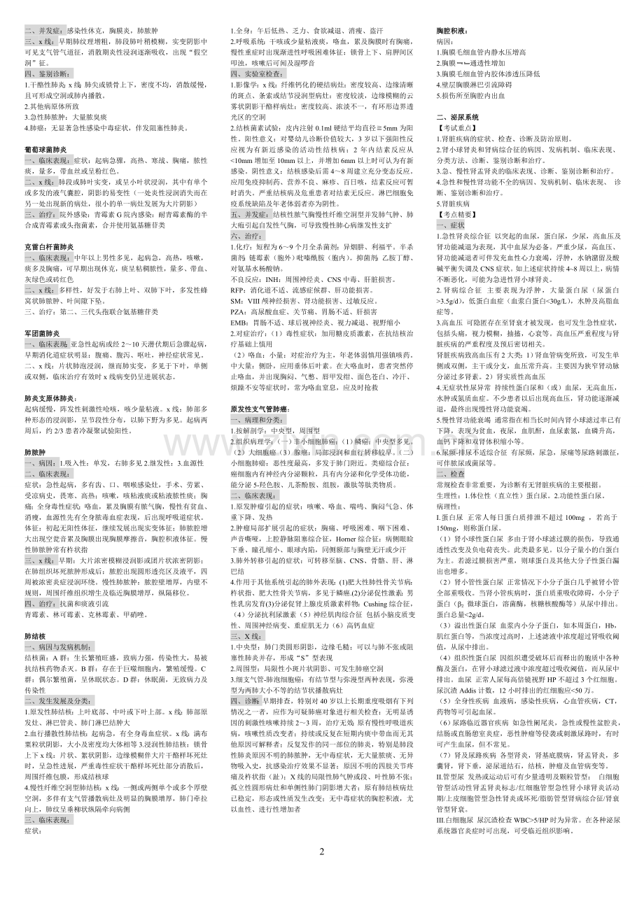 内科学中级考点速记(三栏小字版).doc_第2页