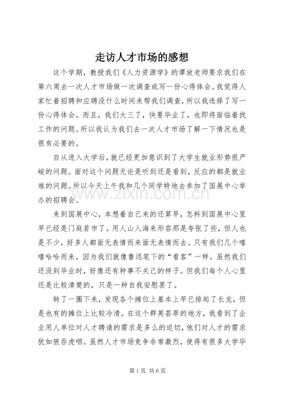 走访人才市场的感想.docx_第1页