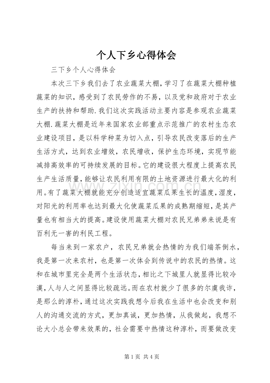 个人下乡体会心得.docx_第1页