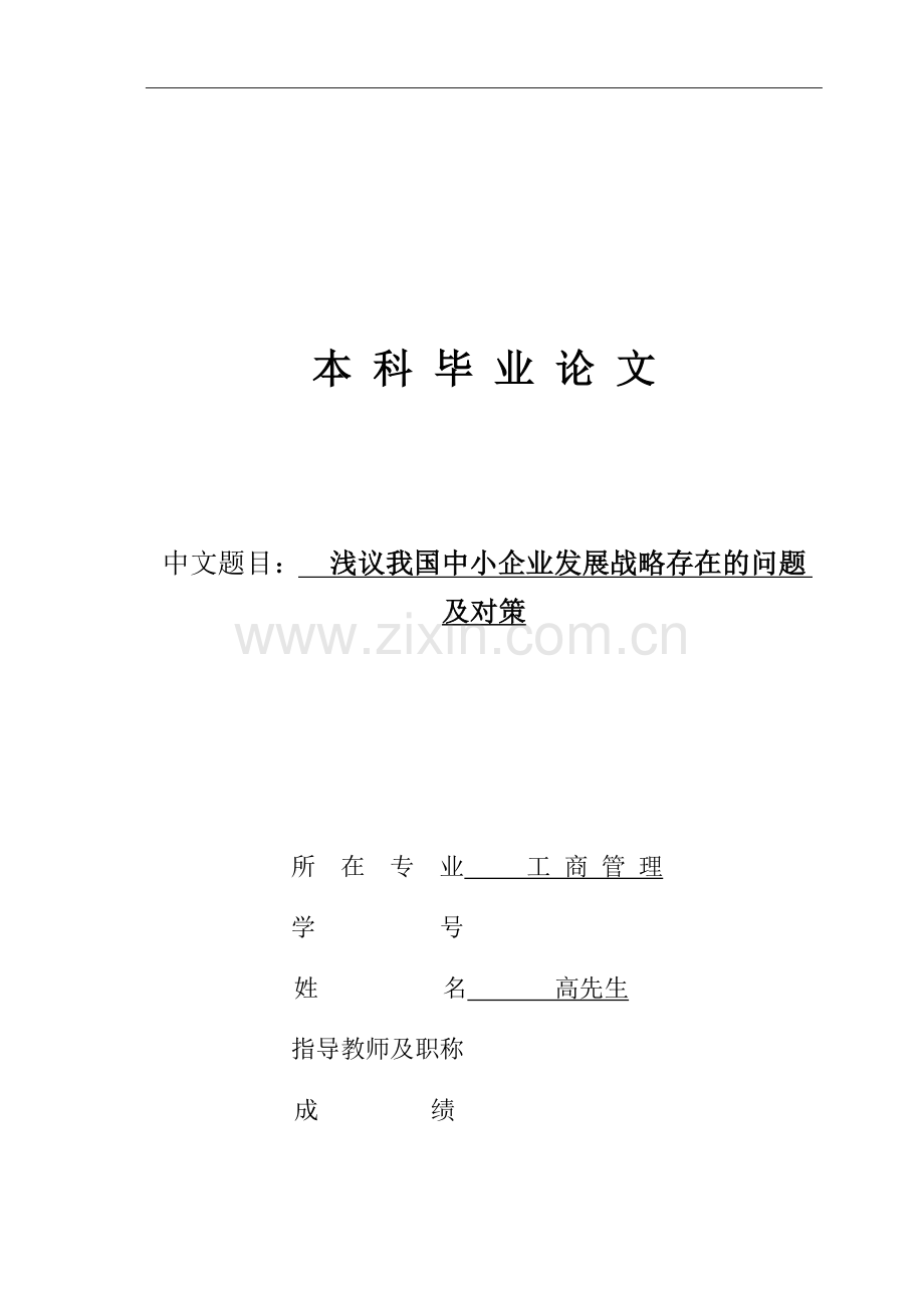 浅议我国中小企业发展战略存在的问题及对策.docx_第1页