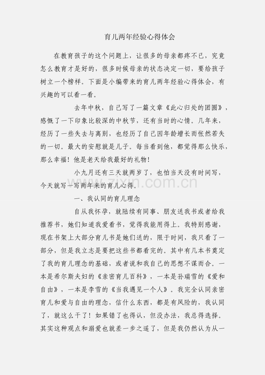 育儿两年经验心得体会.docx_第1页