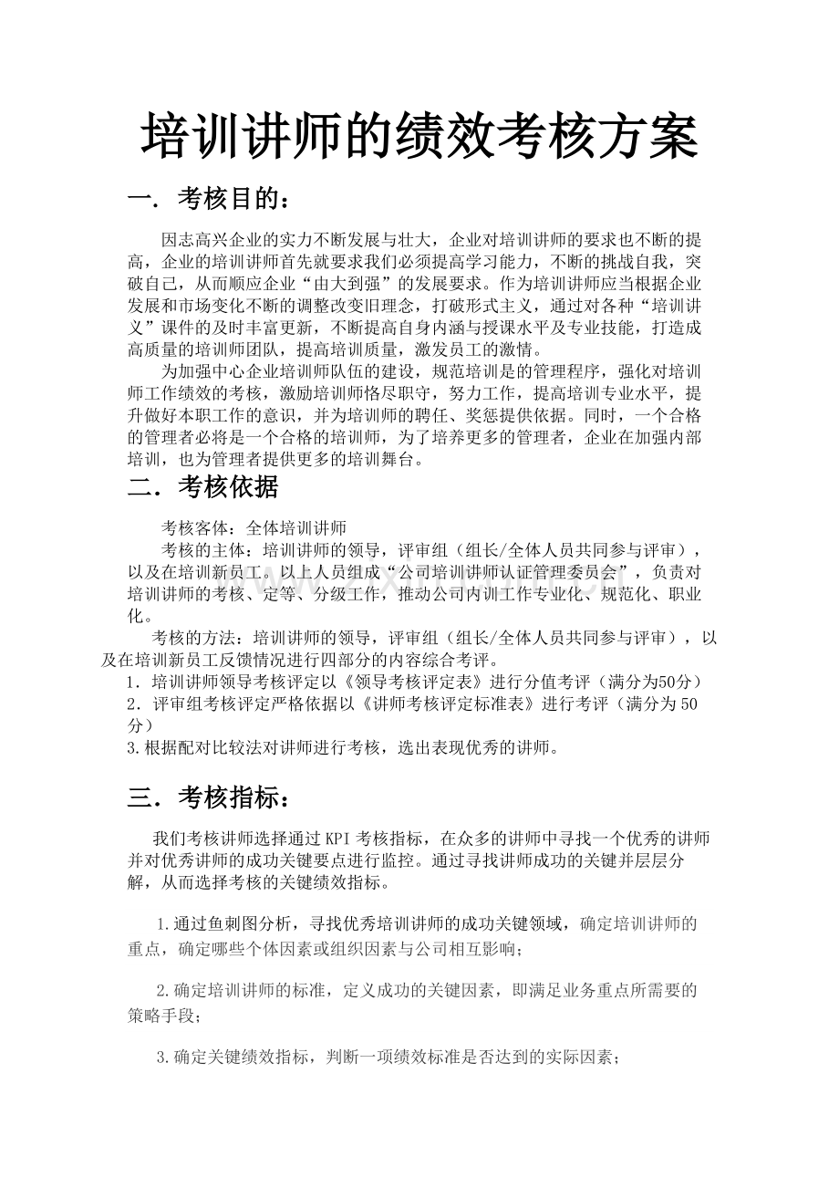 绩效管理培训讲师考核方案.docx_第1页