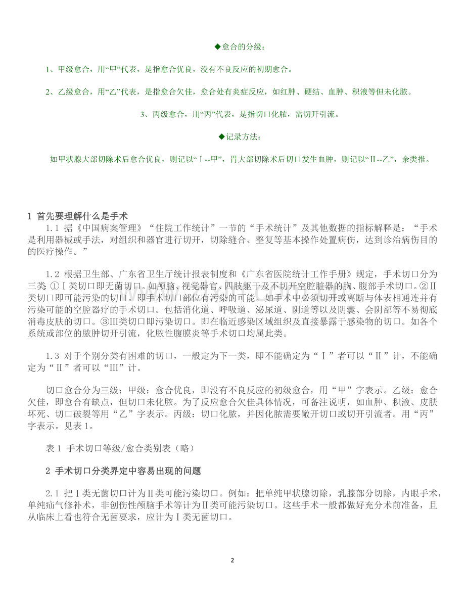 手术切口分类Ⅰ、Ⅱ、Ⅲ、Ⅳ类切口分类的标准.docx_第2页