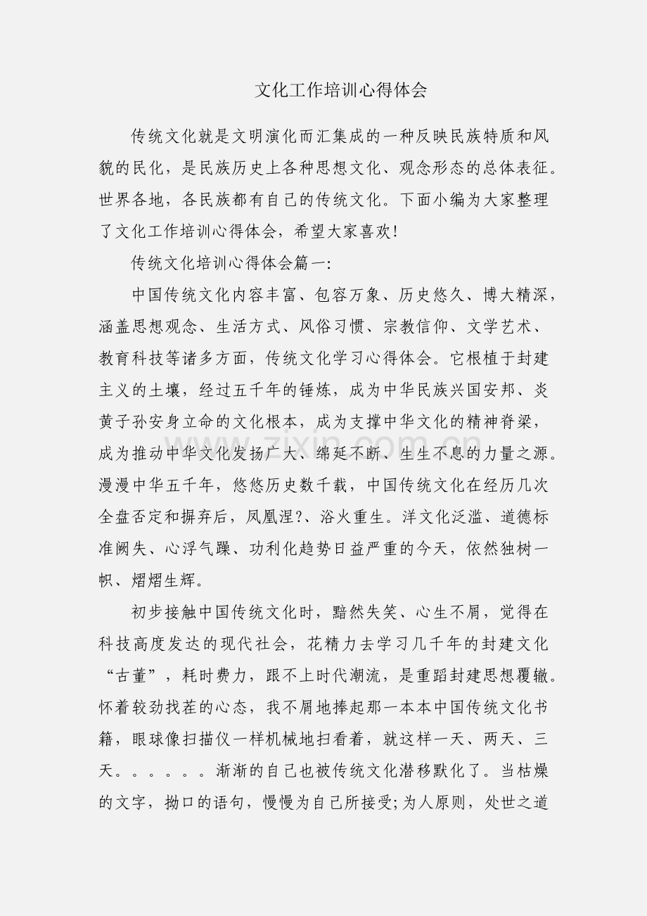 文化工作培训心得体会.docx_第1页