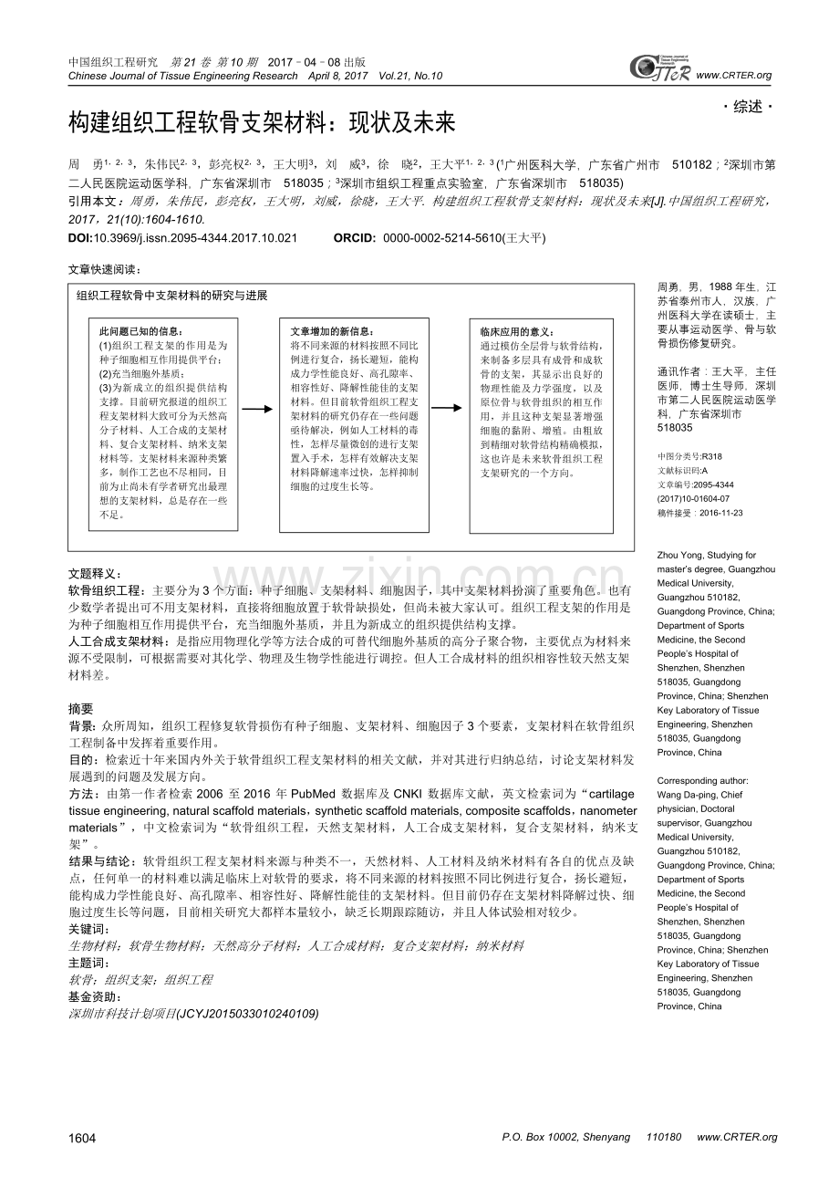 构建组织工程软骨支架材料：现状及未来.doc_第1页