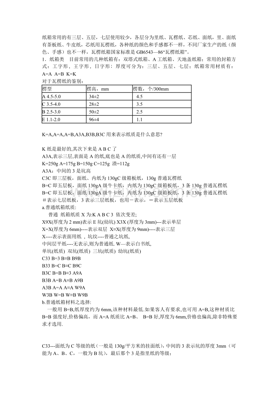 瓦楞纸箱材质及规格详细说明.doc_第1页
