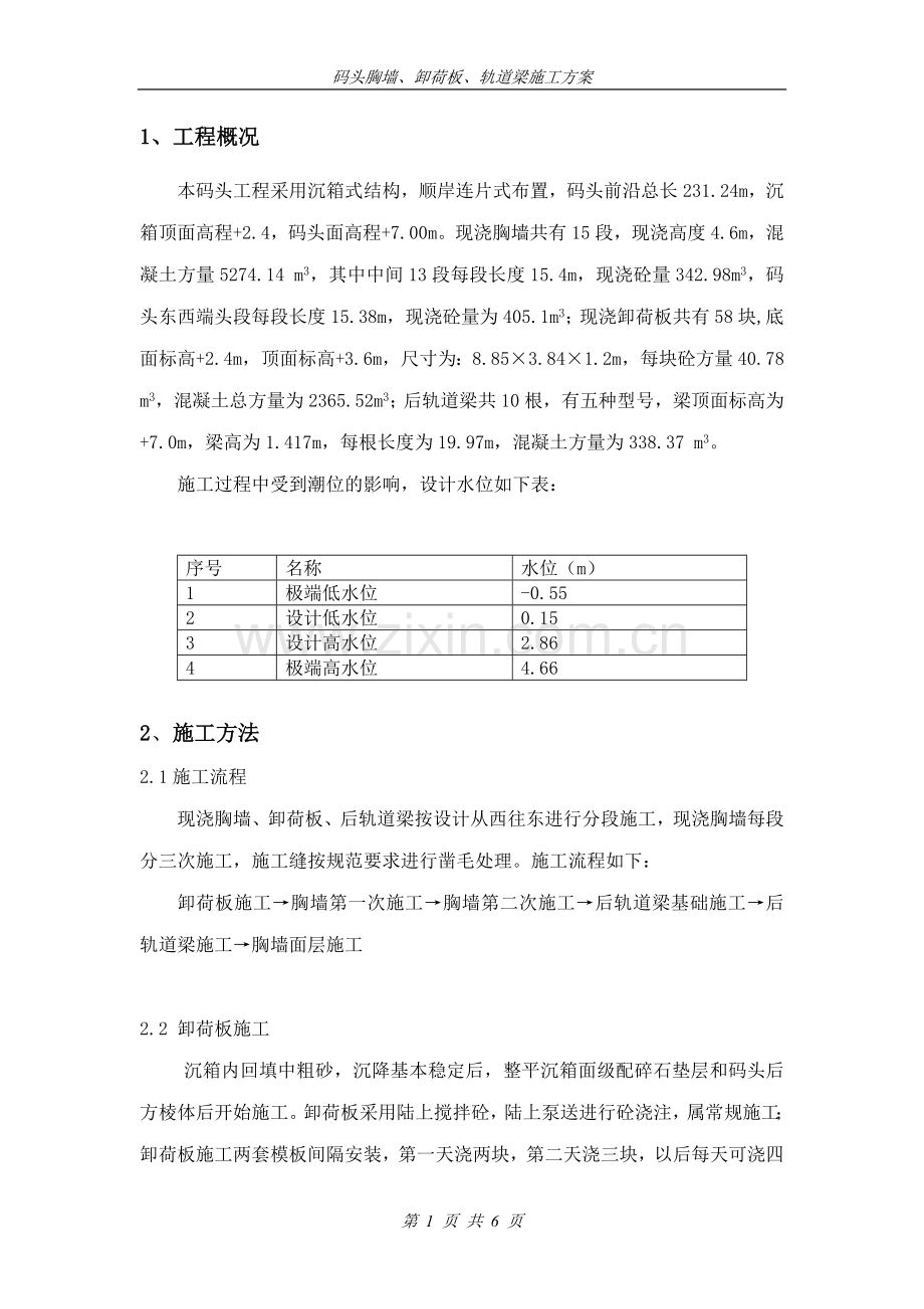 胸墙施工方案.doc_第1页