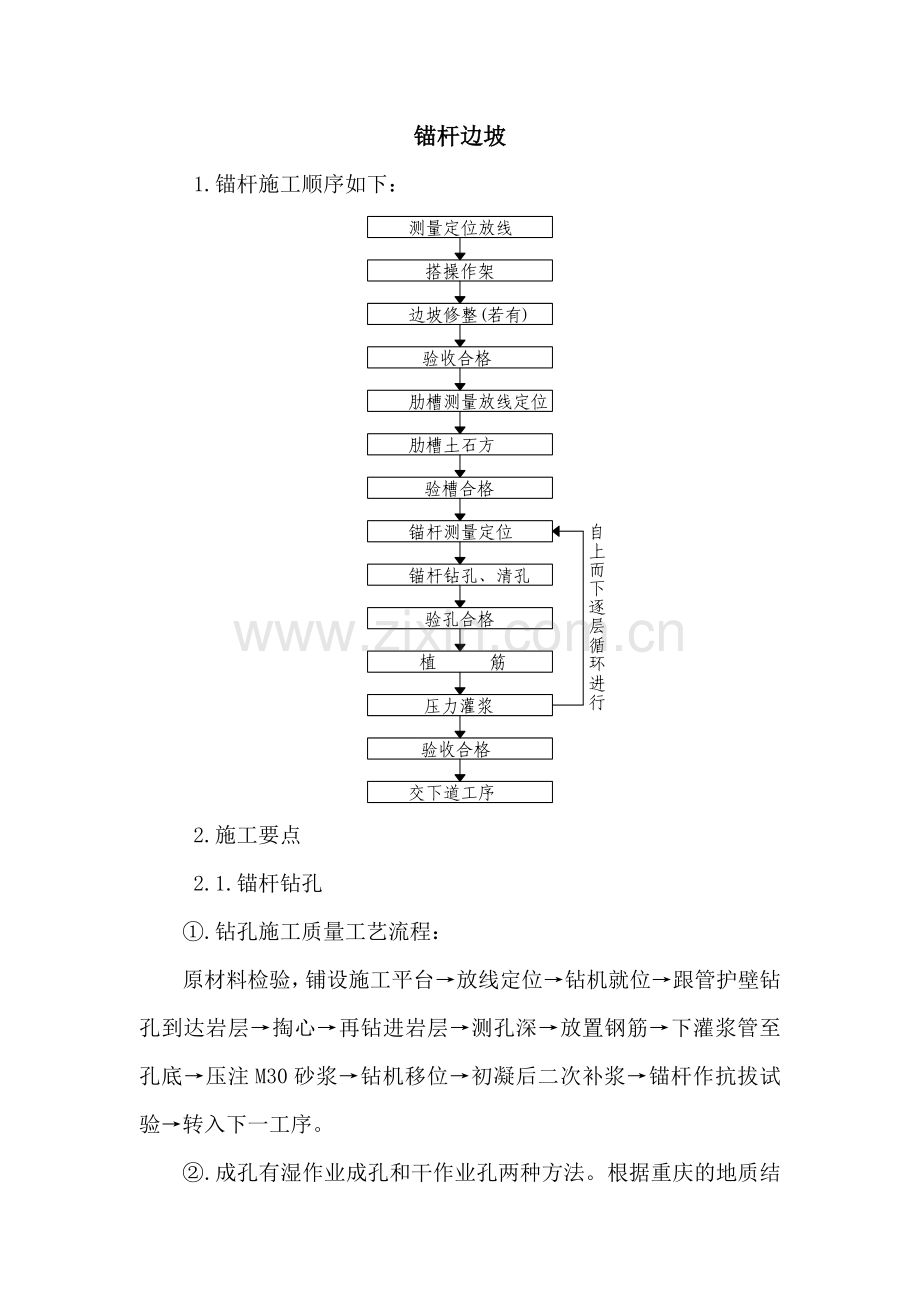 锚杆边坡、锚肋及冠梁施工.docx_第1页
