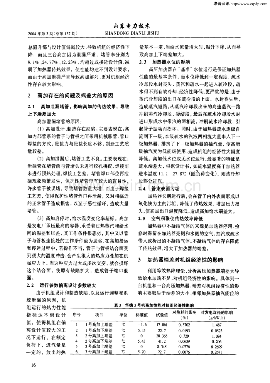 高压加热器端差对300MW机组经济性影响的分析.pdf_第2页