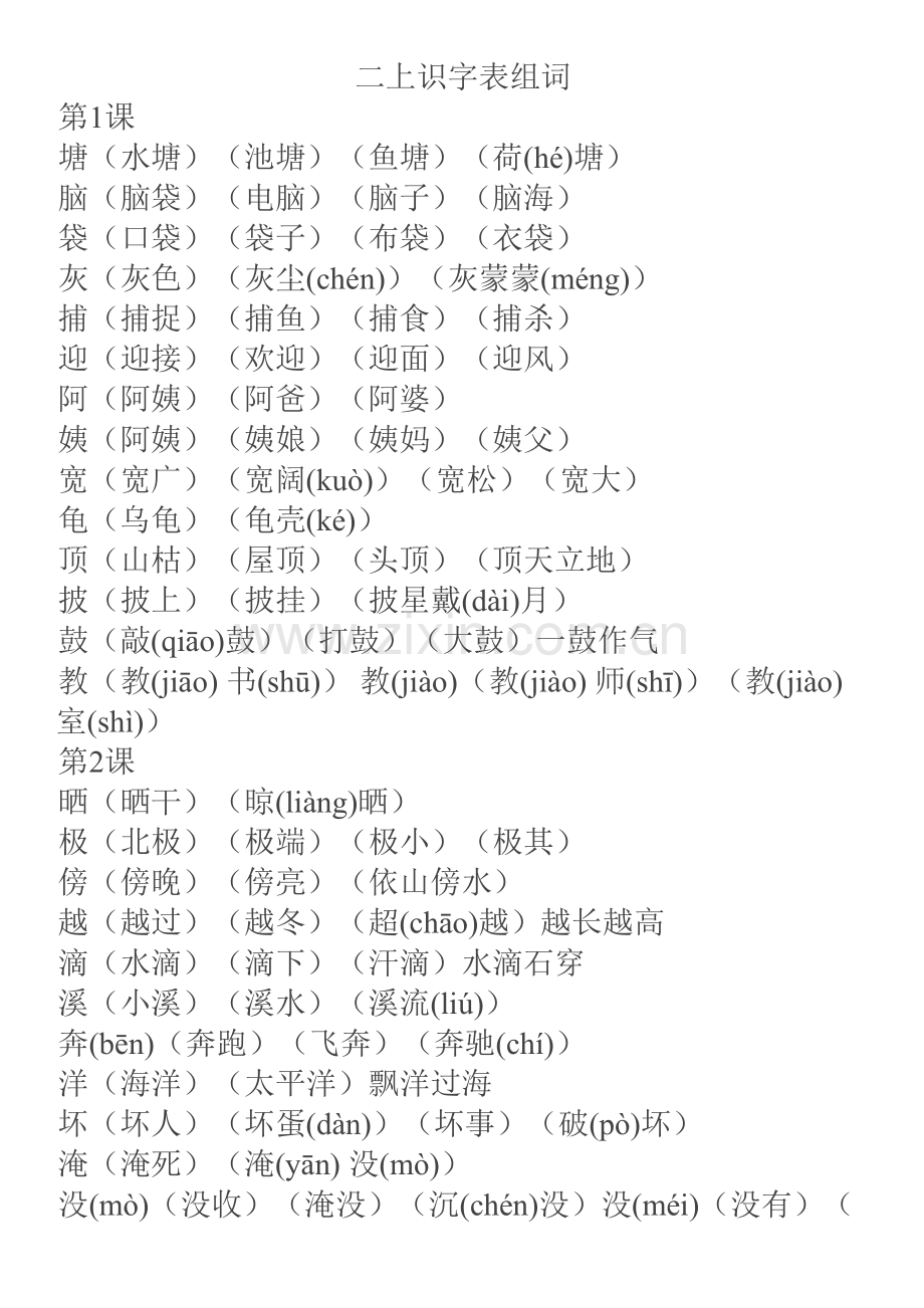 部编本二年级上册识字表会认的字组词.doc_第1页