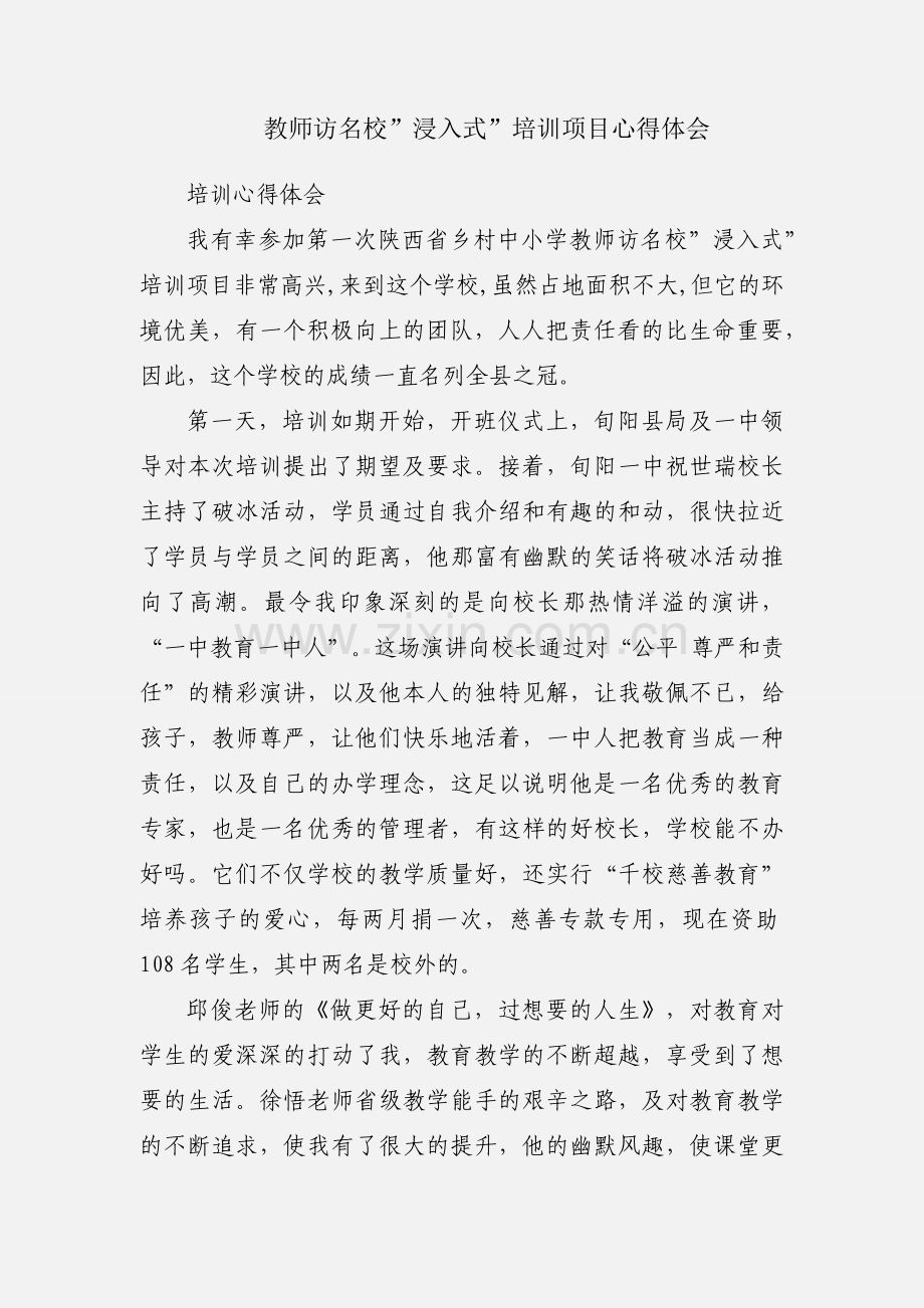 教师访名校”浸入式”培训项目心得体会.docx_第1页