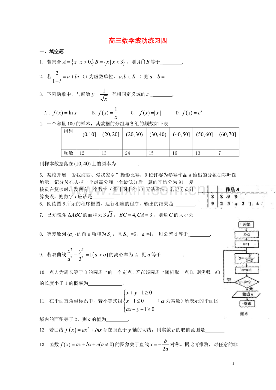 高三数学滚动练习四.doc_第1页
