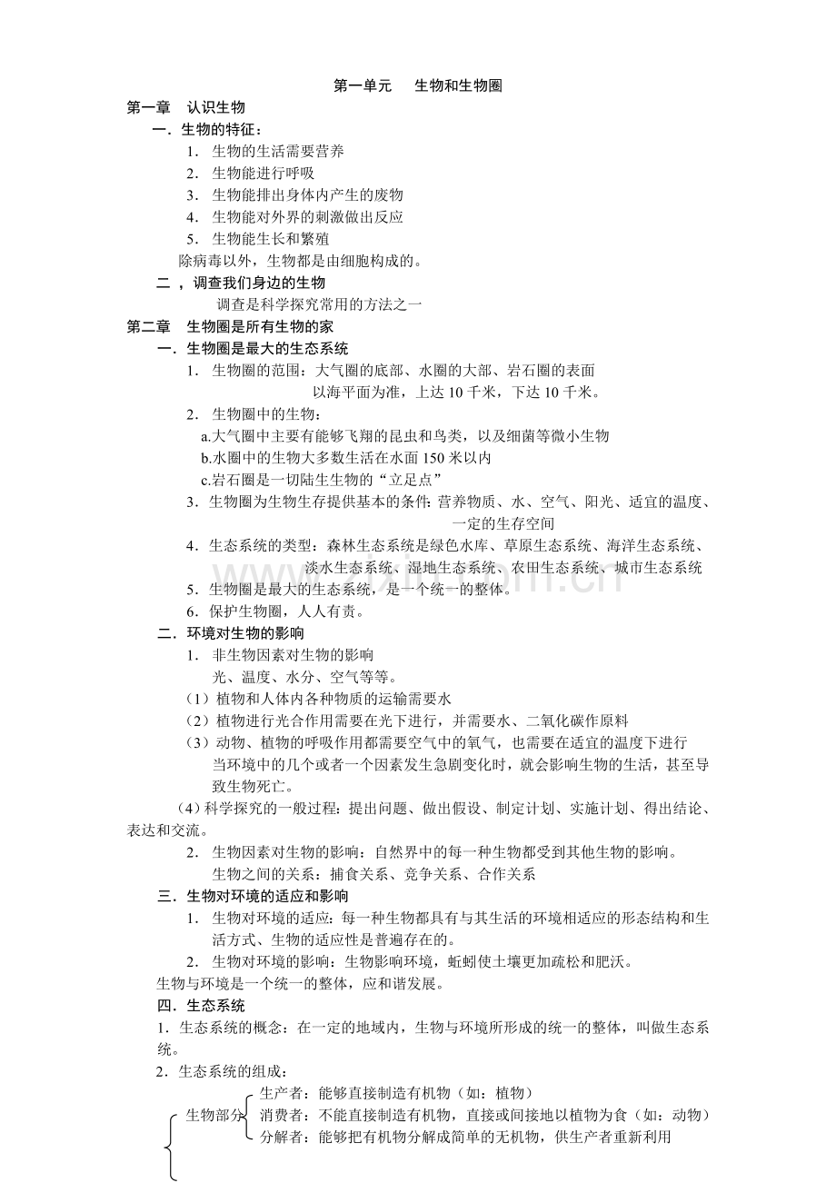 初中生物复习提纲(也很全面有特色).doc_第1页