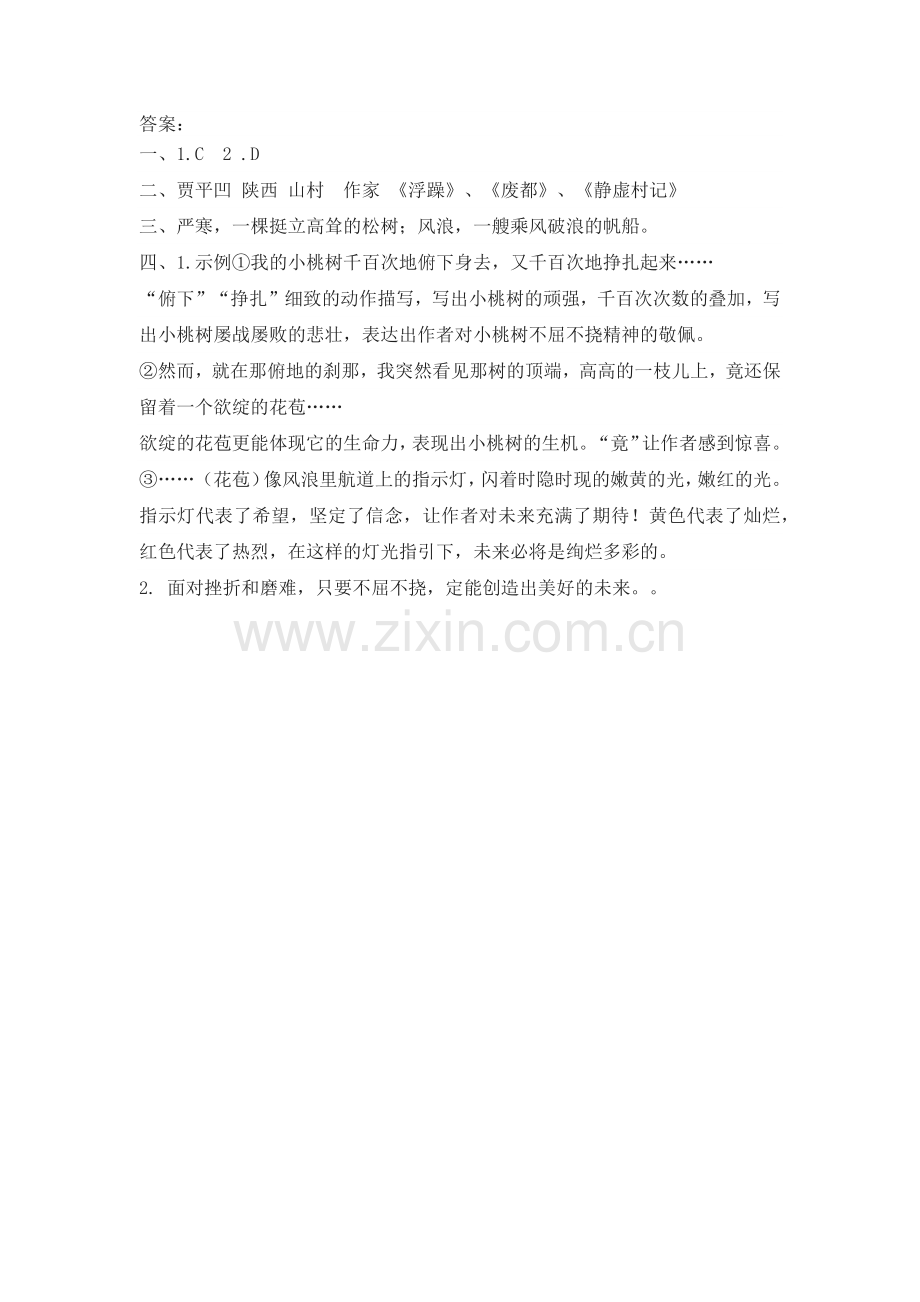 (部编)初中语文人教七年级下册《一棵小桃树》评测练习.docx_第2页