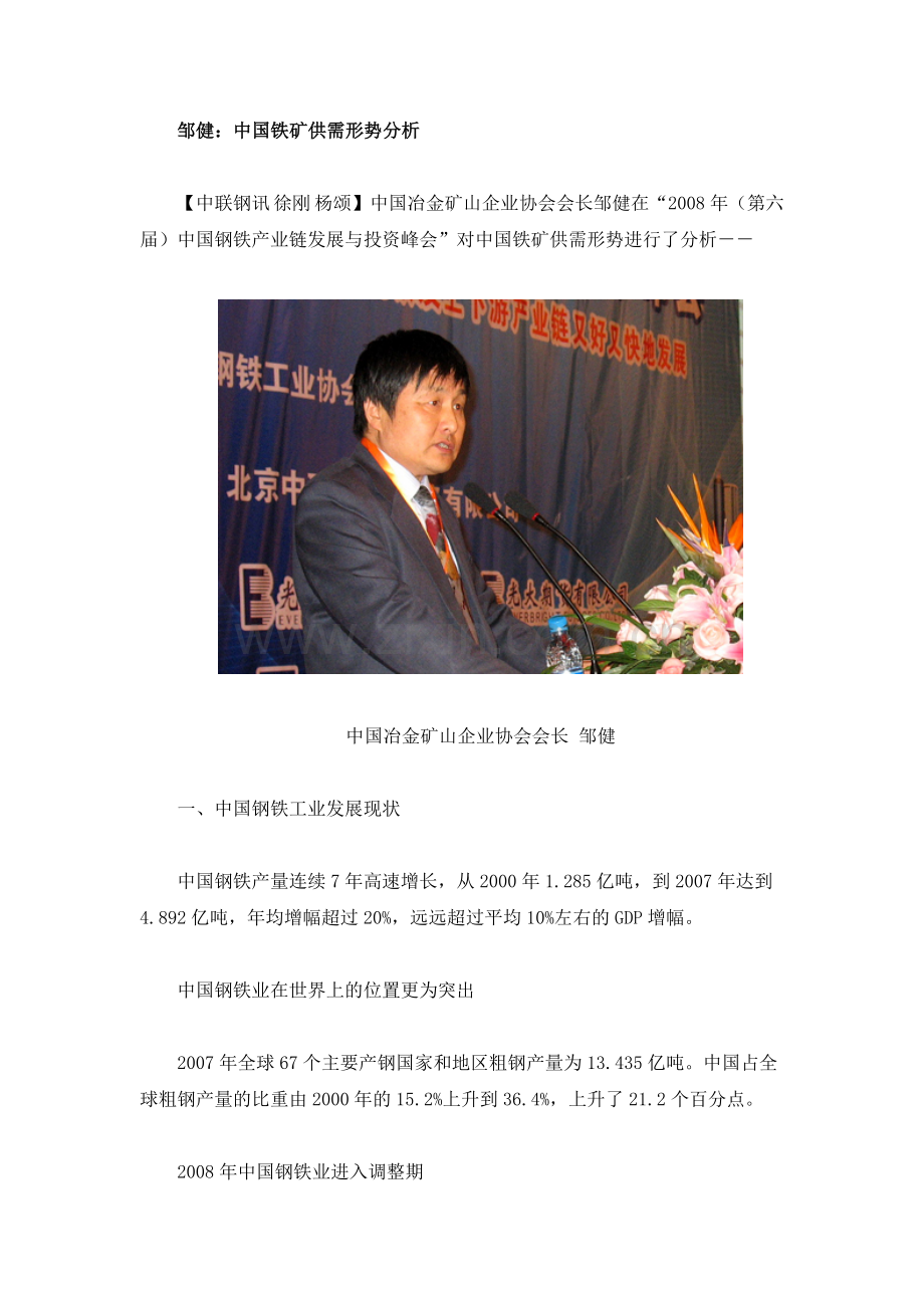 邹健：中国铁矿供需形势分析.doc_第1页