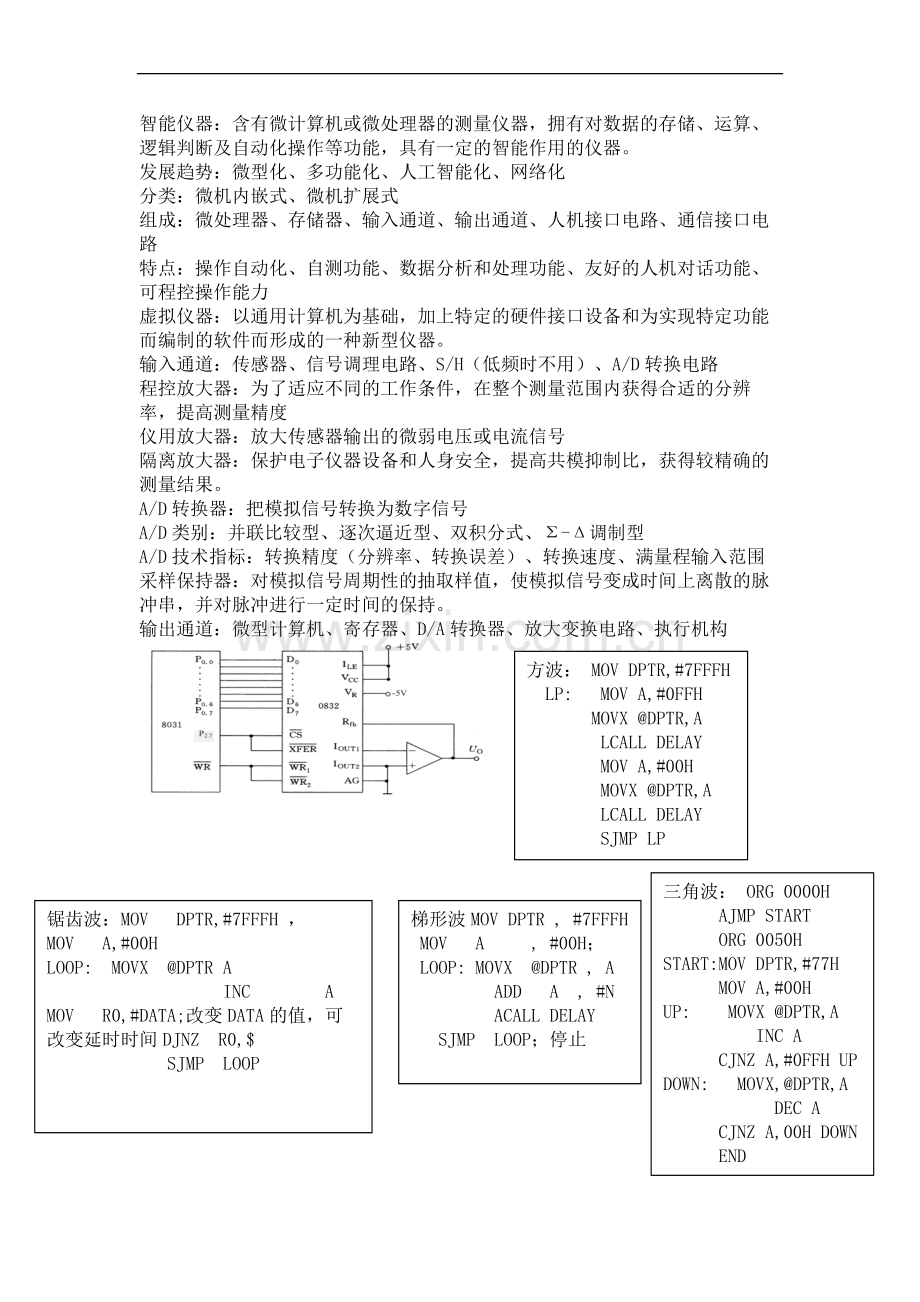 长师智能仪器期末复习题及答案.doc_第1页
