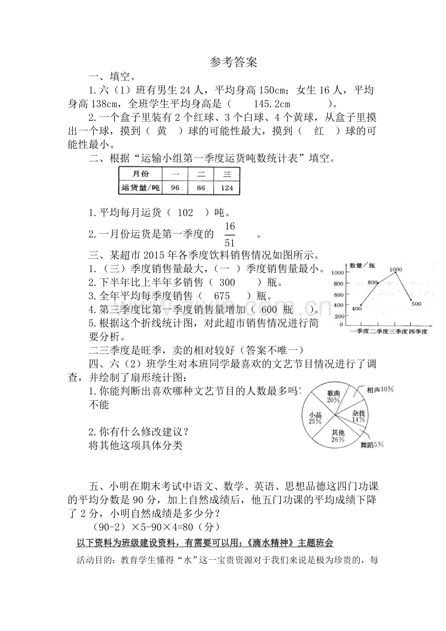人教版数学六年级下册-07整理和复习-03统计与概率-随堂测试习题04.doc_第2页