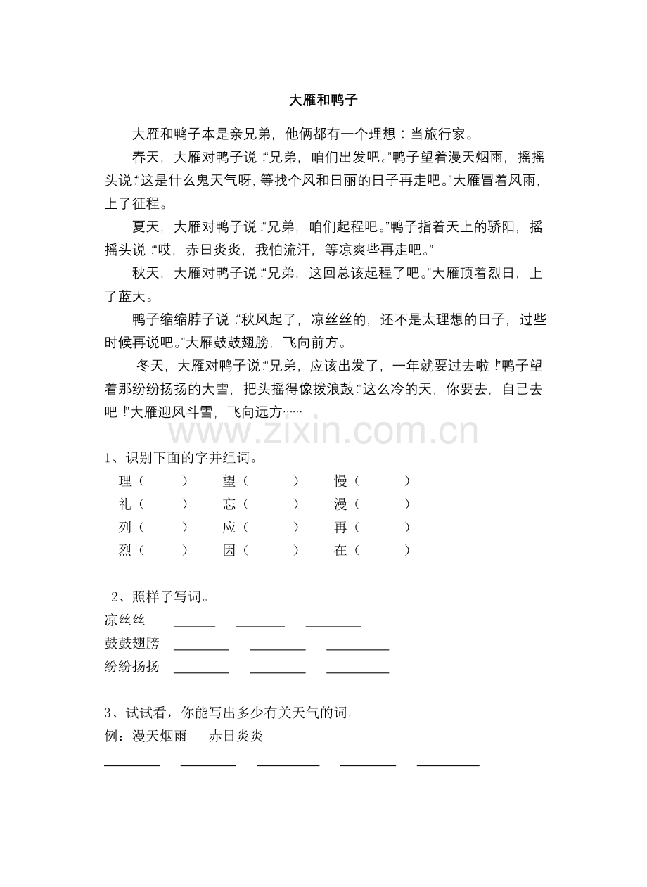 大雁和鸭子.doc_第1页