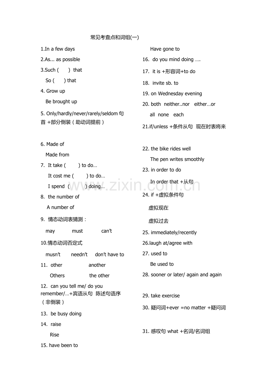 常见考查点和词组公开课教案教学设计课件案例试卷.docx_第1页