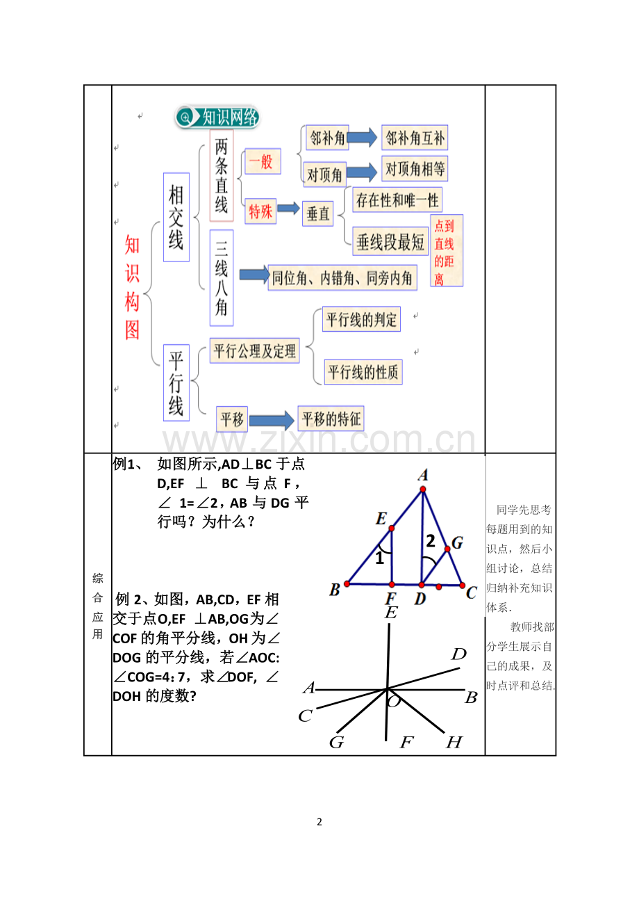相交线与平行线教学设计回顾与反思.docx_第2页