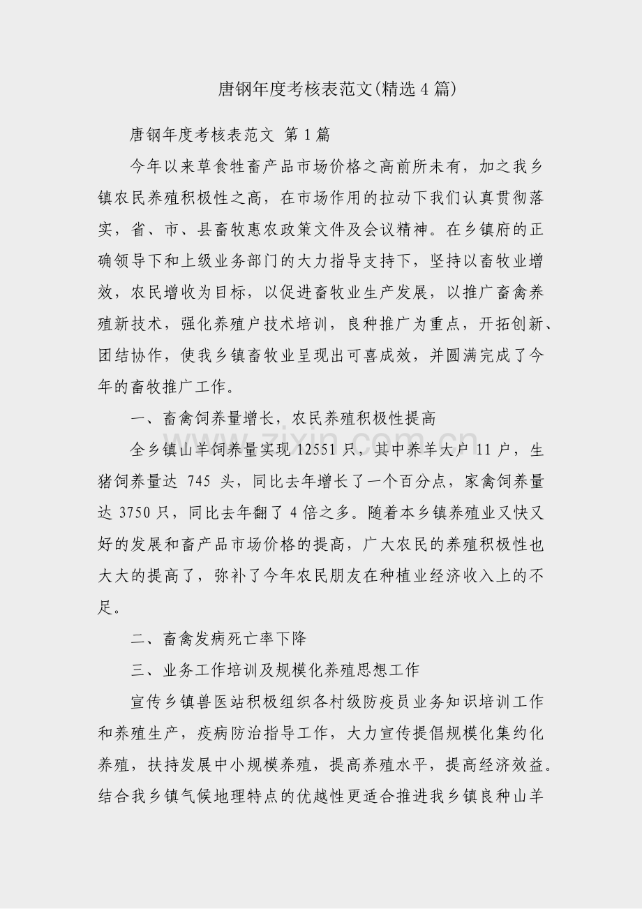 唐钢年度考核表范文(4篇).pdf_第1页