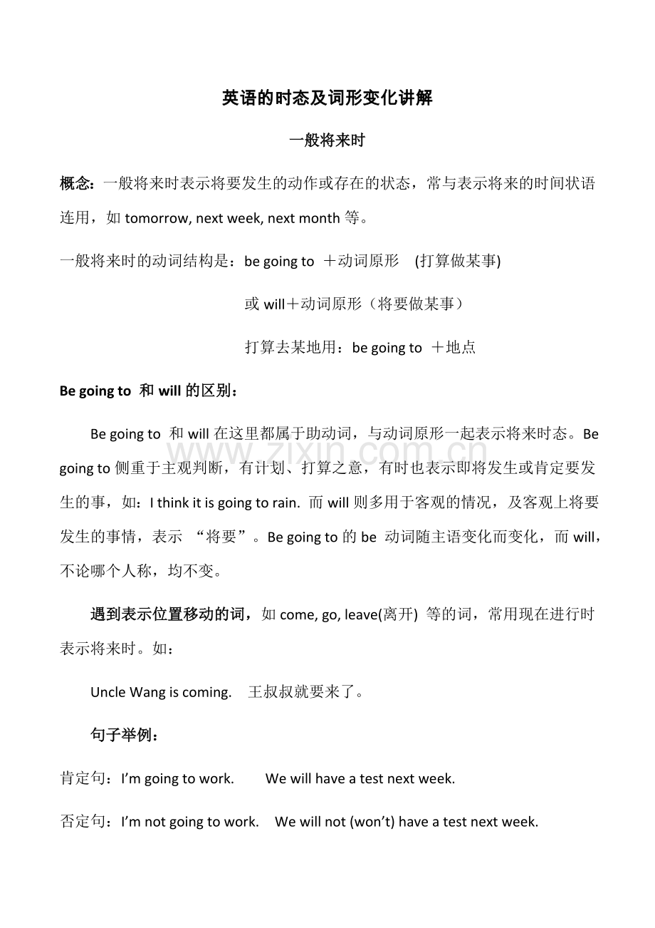 英语时态及词形变化.docx_第1页