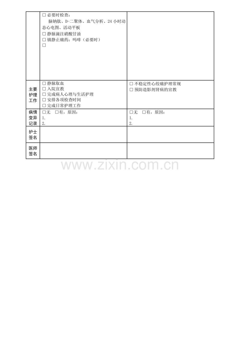 不稳定性心绞痛临床路径表单.doc_第2页