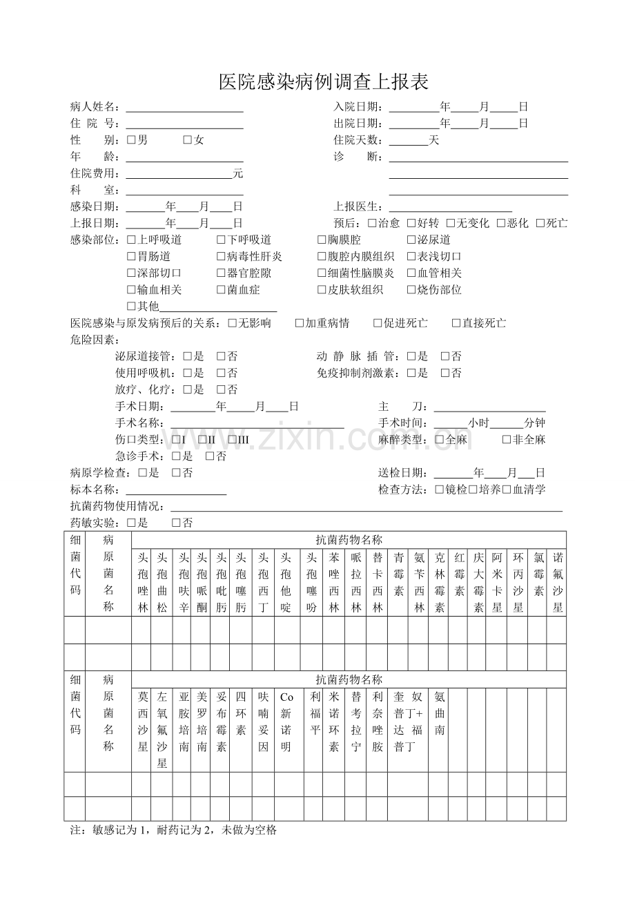 医院感染病例调查上报表.doc_第1页