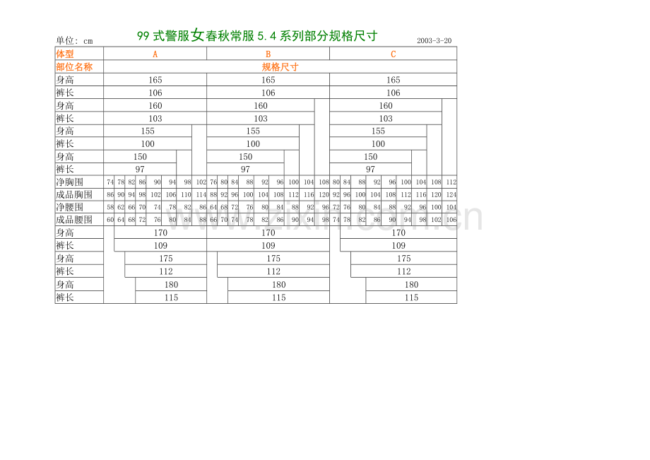 常服号型尺寸表.doc_第2页