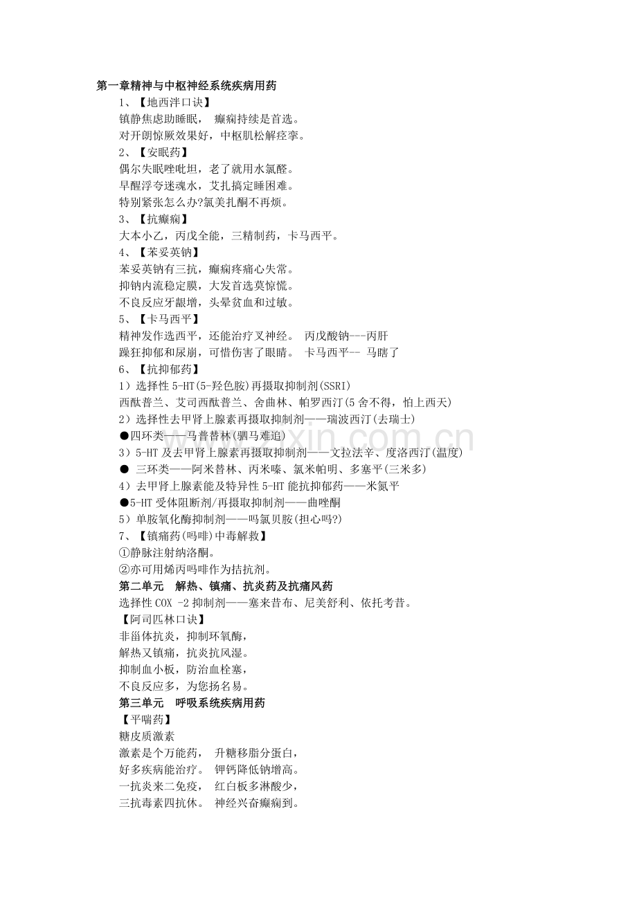 药学专业知识二记忆口诀.docx_第1页