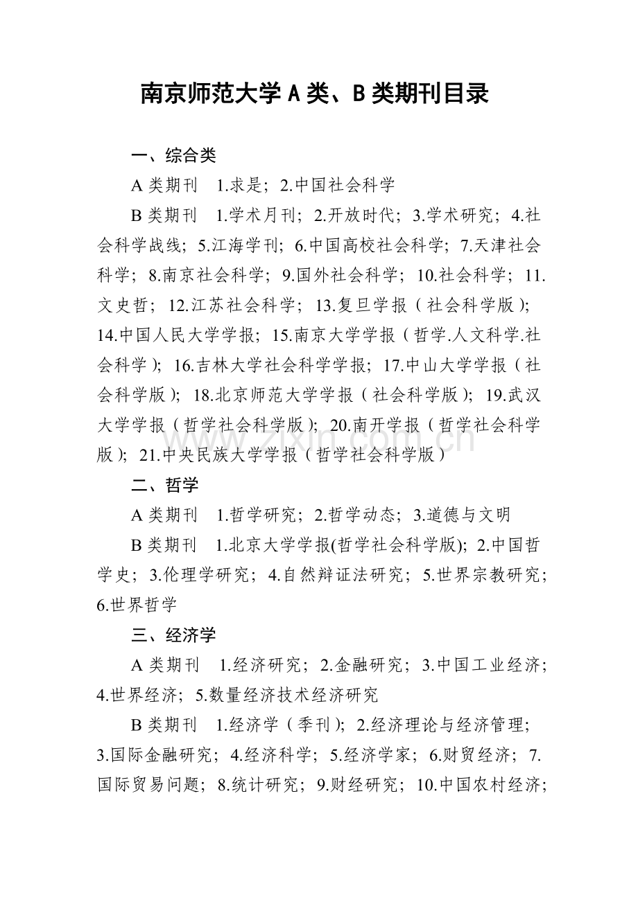 南京师范大学A类、B类期刊目录.docx_第1页