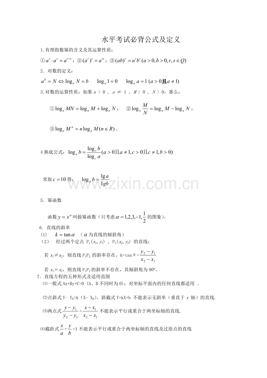 高中数学学业水平考试必背公式.doc_第1页