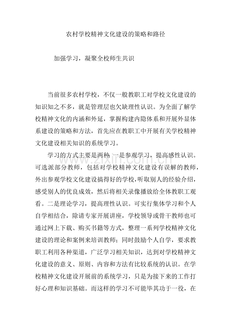 农村学校精神文化建设的策略和路径.doc_第1页