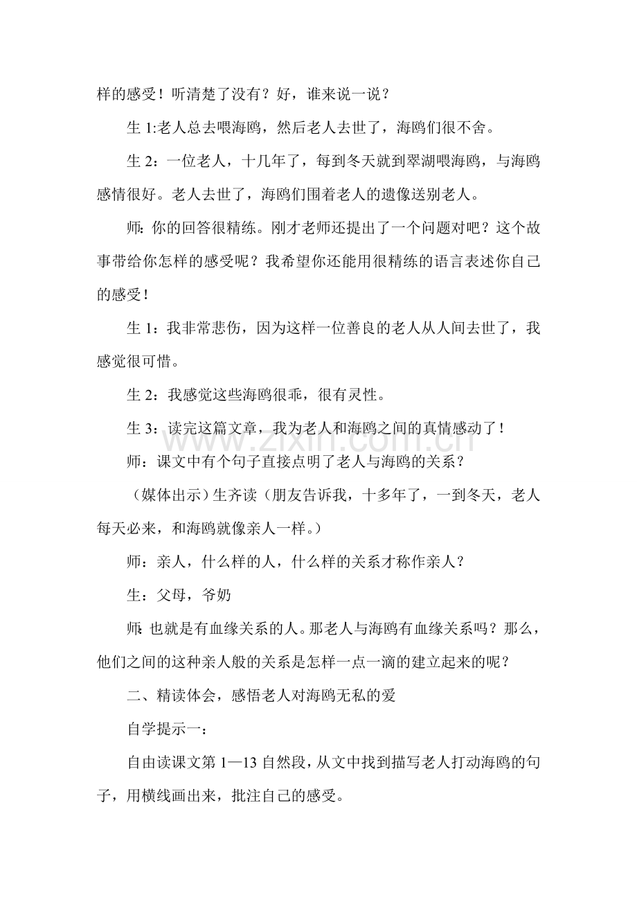 老人与海鸥教学设计(省级公开课教学设计).doc_第2页