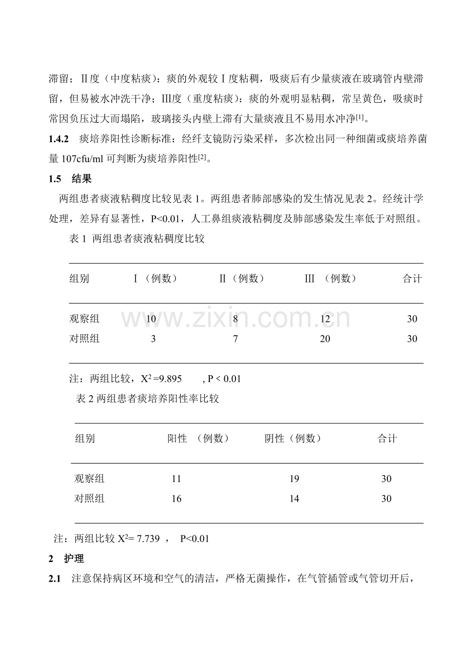 对人工鼻湿化危重患者人工气道效果的观察.doc_第2页