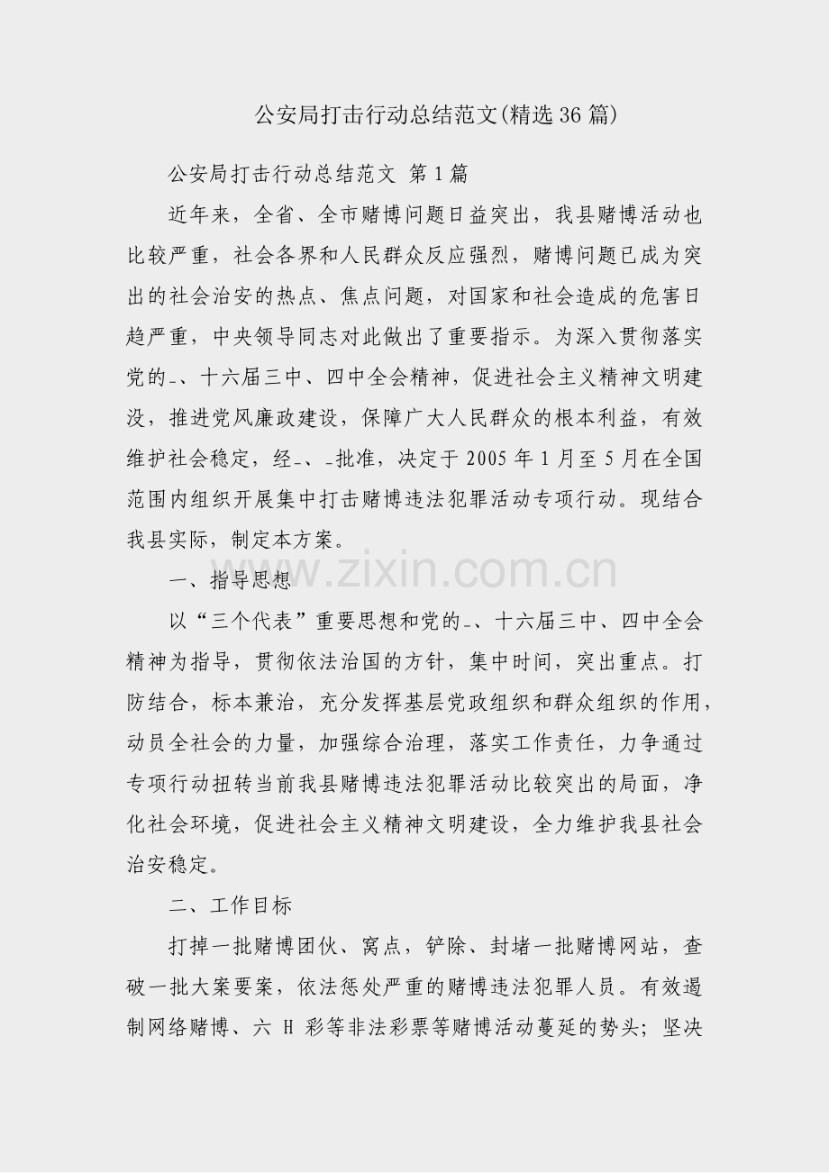 公安局打击行动总结范文(36篇).pdf_第1页
