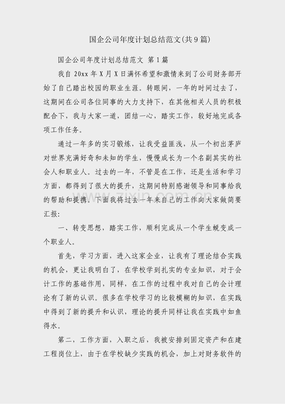 国企公司年度计划总结范文(共9篇).pdf_第1页
