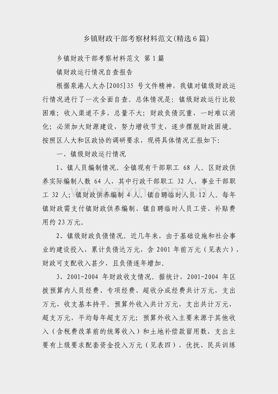 乡镇财政干部考察材料范文(6篇).pdf_第1页