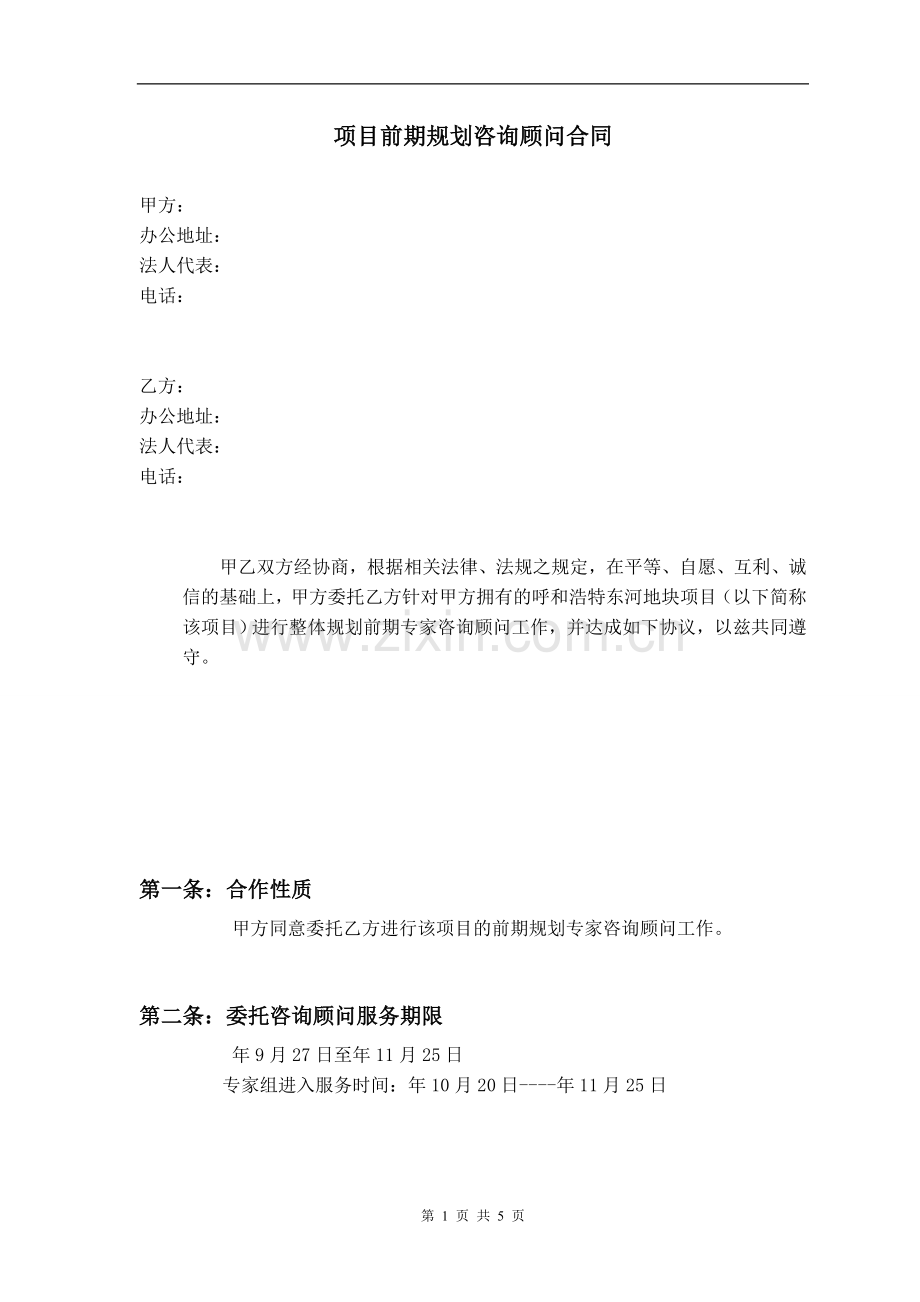 项目咨询顾问合同.doc_第1页
