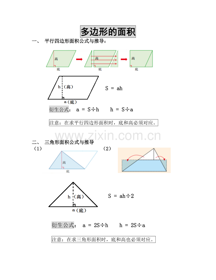 多边形的面积知识点与经典习题.doc_第1页