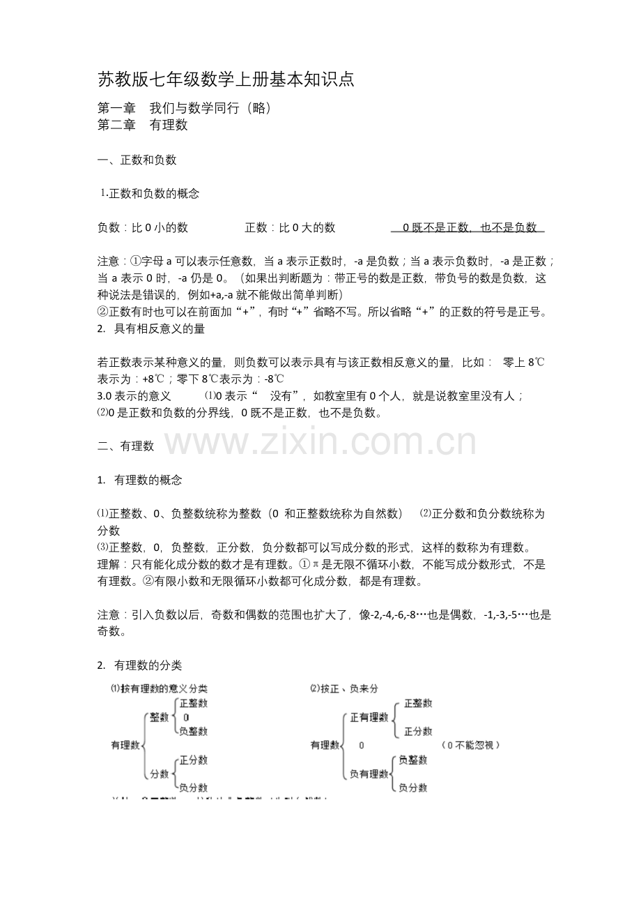 苏教版初一数学上册知识点大全.docx_第1页