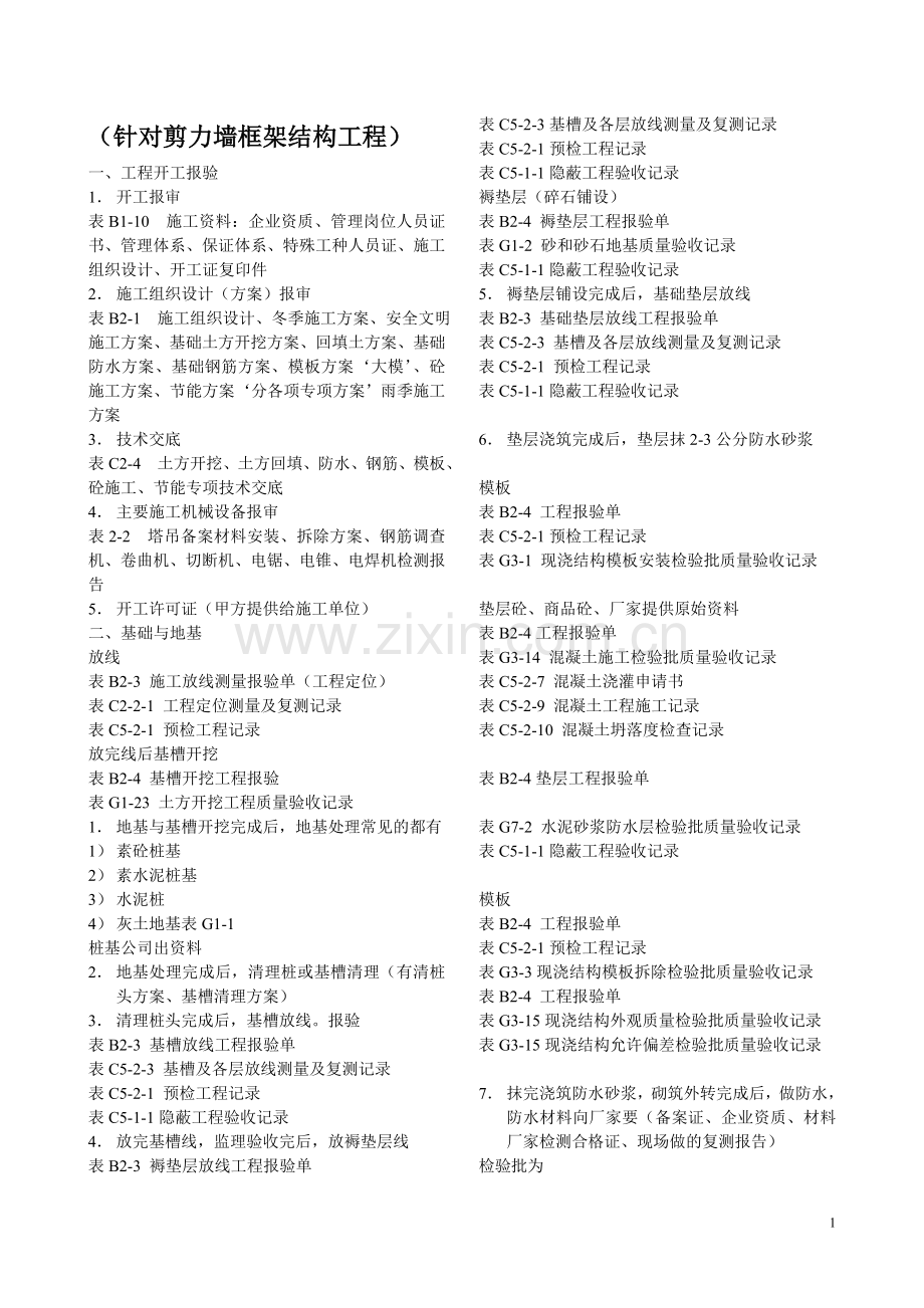 新版的筑业资料搭配.doc_第1页