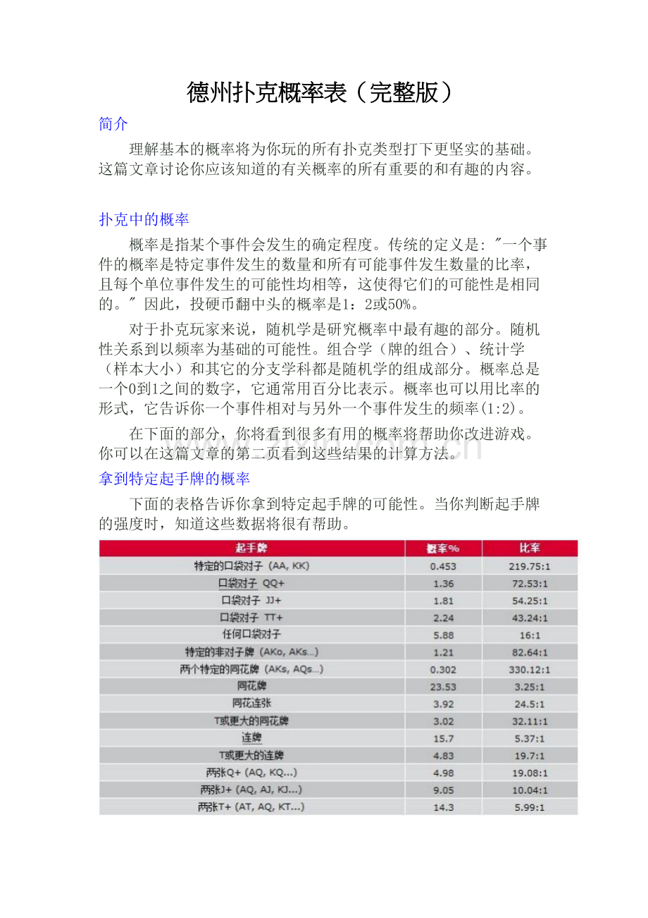 德州扑克概率表.docx_第1页