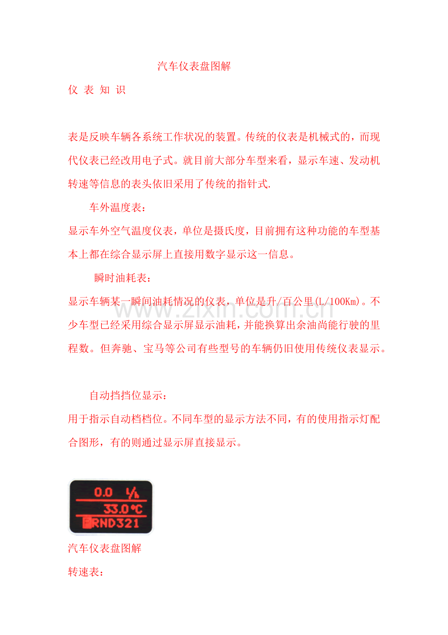汽车仪表盘图解.docx_第1页