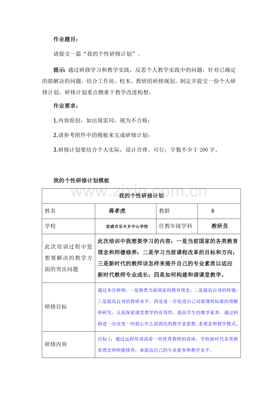 作业2-(蒋孝虎)我的个性研修计划.docx_第1页