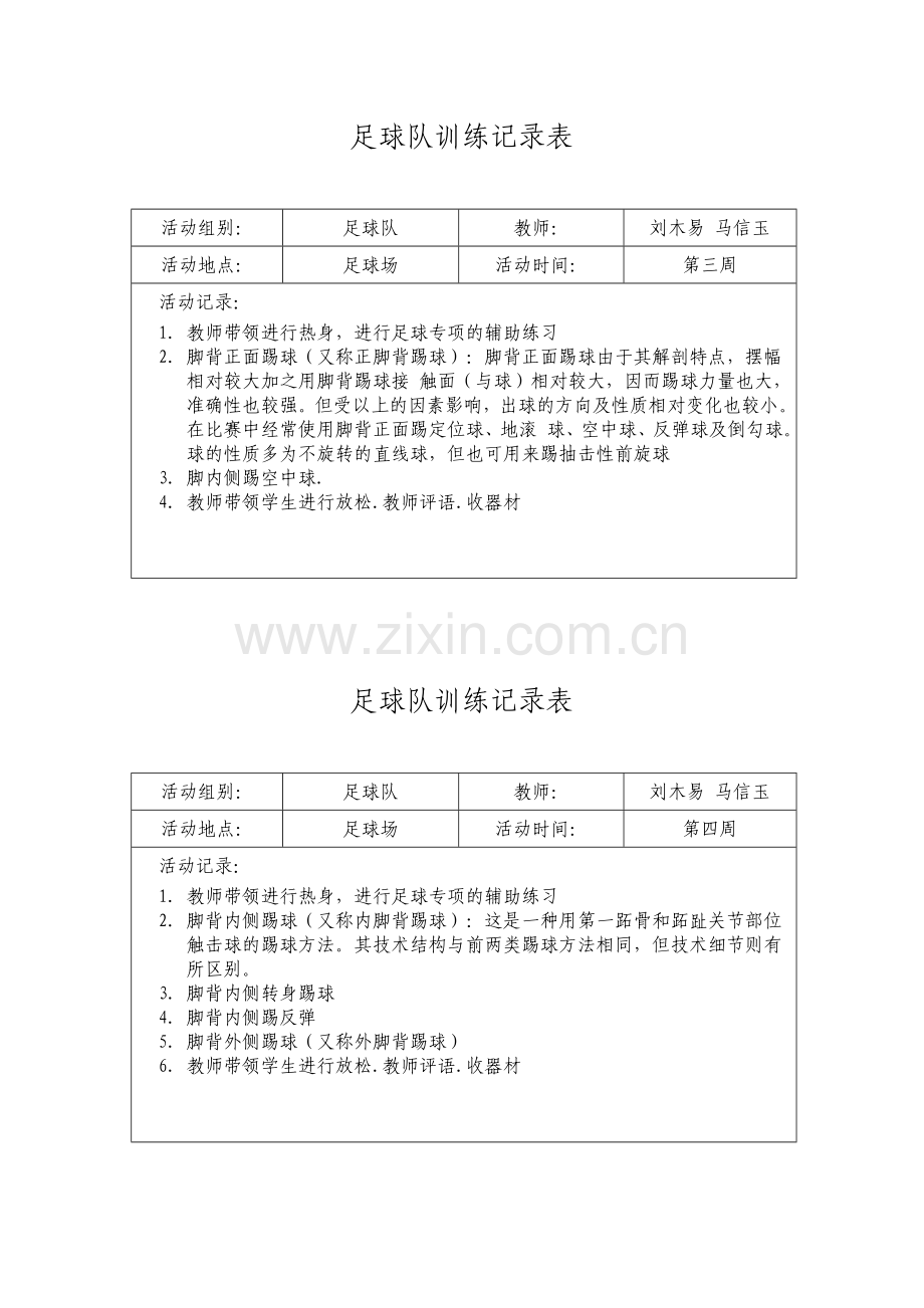 足球队训练记录表(足球队).doc_第2页