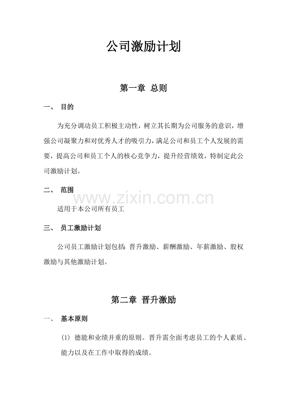 公司激励计划.docx_第1页