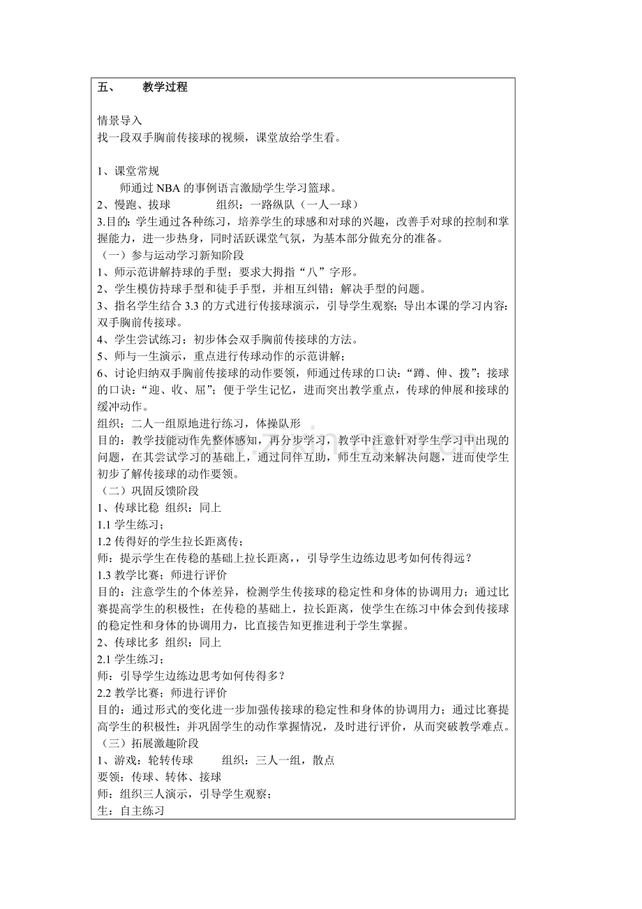 六年级篮球双手胸前传接球教案设计.doc_第2页