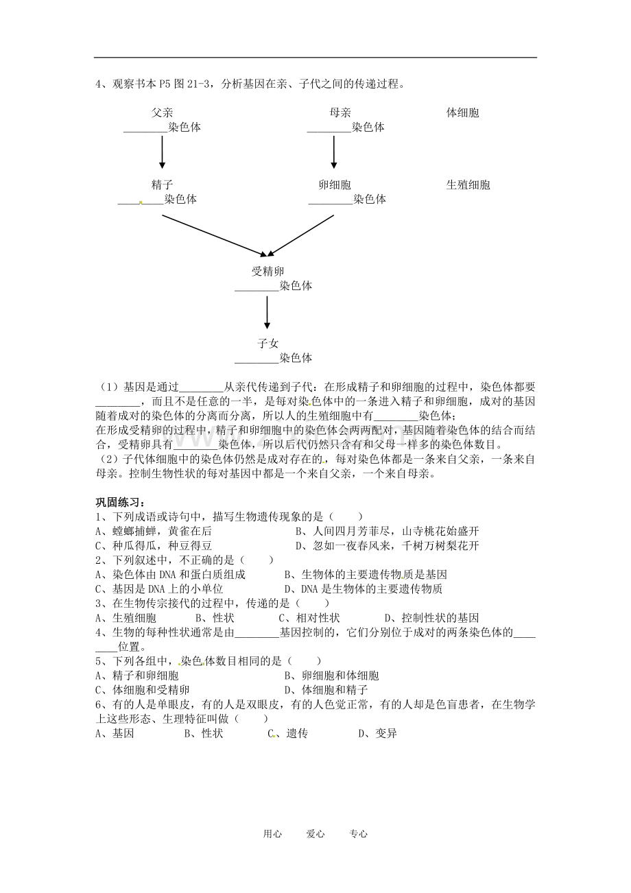 江苏省徐州市第二十二中学八年级生物下册-21.1-第1课时《生物的遗传》教案-苏科版.doc_第2页